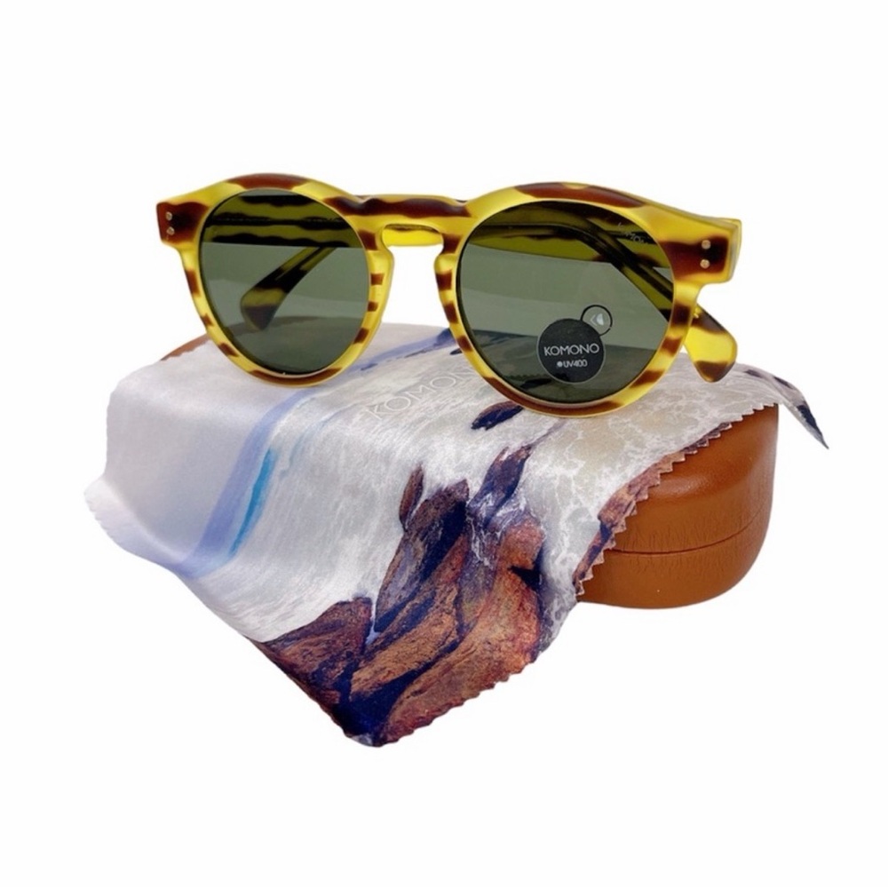 Komono Sunglasses NWT NEW The Clement Safari Yellow and Brown Round - Picture 6 of 14